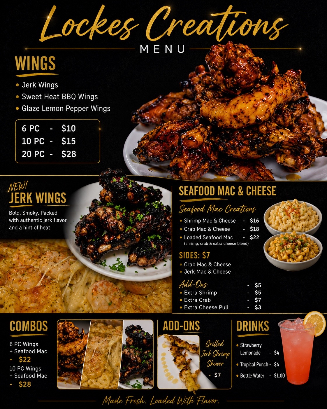 Lockes Creations Menu